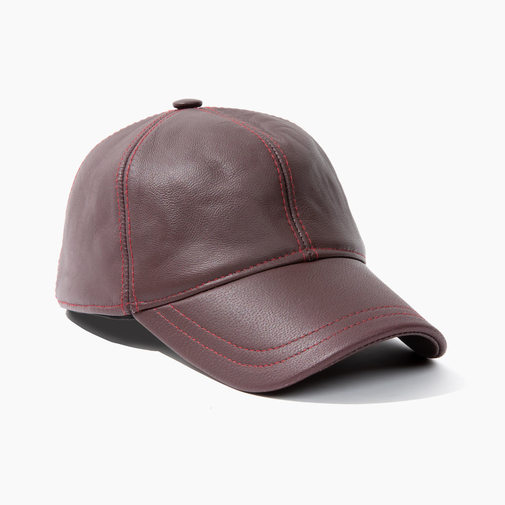 The Burgundy Leather Cap