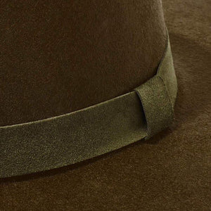 Custom ribbon trim for custom hat. Suede trim ribbon in Dark Olive custom color. Build your own hat.
