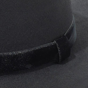 Custom ribbon trim for custom hat. Velvet trim ribbon in Jet Black custom color.